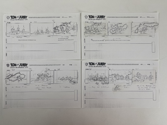 Tom And Jerry Vintage Storyboard Pencil Drawn Warner Brothers Animation