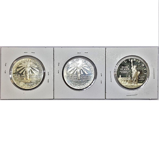 (3) 1986S Statue of Liberty Silver Dollars