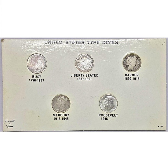 (5) silver US Dimes