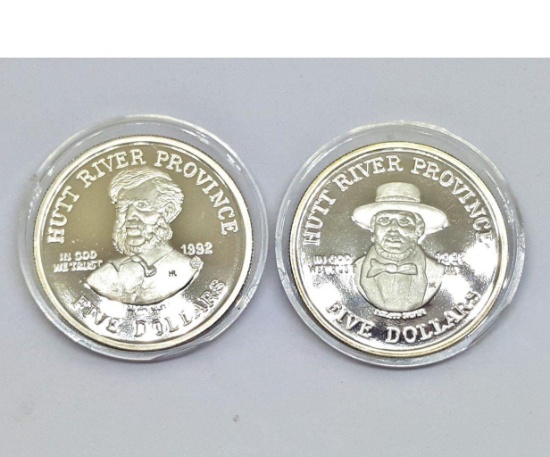 (2) Hutt River Province Baseball Silver Coins