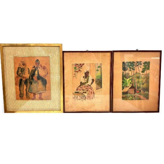 (3) 1939 Signed Water Colors from Brazil