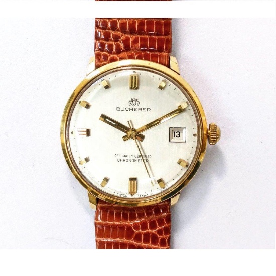18k solid gold Bucherer automatic chronometer watch