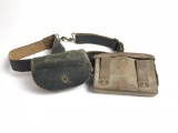 2 WW2 Military Leather Ammo Pouches