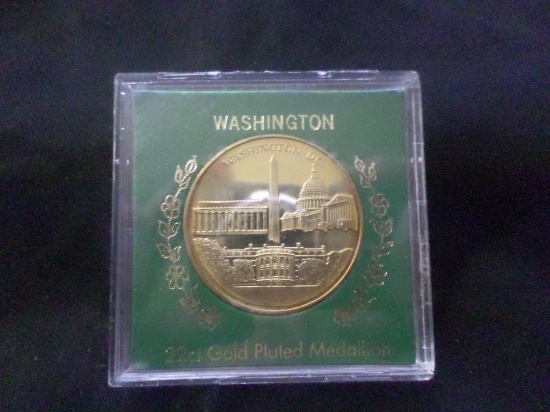22 CT GOLD PLATED WASHINGTON DC MEDALLION