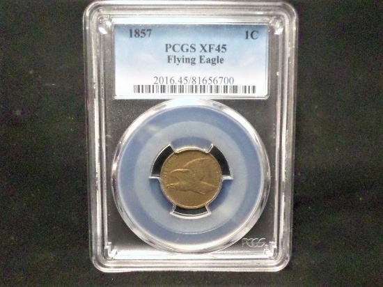 1857 FLYING EAGLE CENT  PCGS XF45