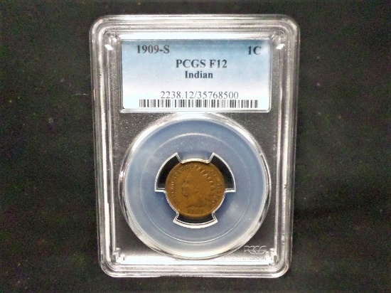 1909 S INDIAN HEAD PENNY PCGS F-12