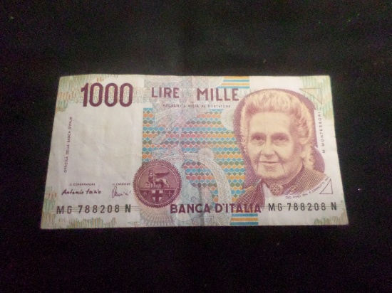 1990 Italy 1000 Lire one thousand lira Italian note