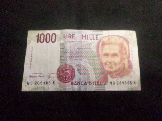 1990 Italy 1000 Lire one thousand lira Italian note