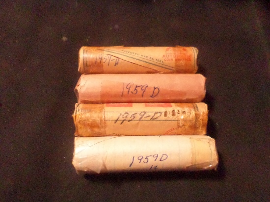 4 ROLLS OF 1959 D WHEAT PENNIES