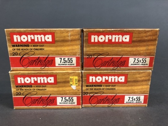 4 boxes Norma 7.5x55 Swiss ammunition