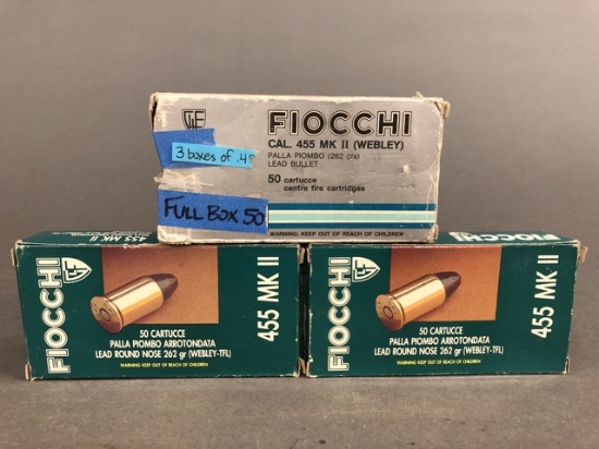 3 boxes Fiocchi 455 Webley ammunition
