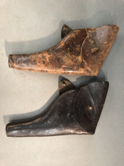 2 British Webley revolver leather holsters.