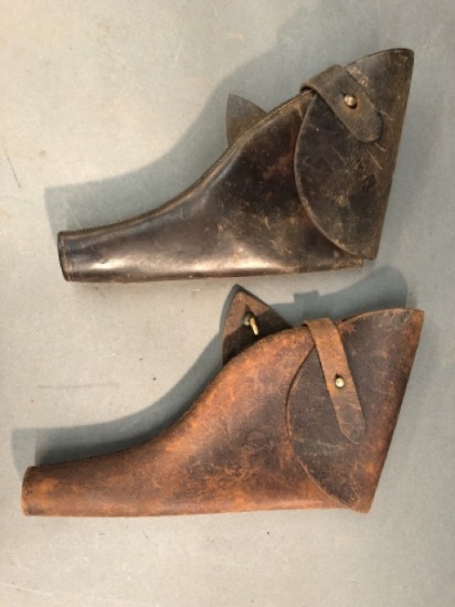 2 British Webley revolver leather holsters.