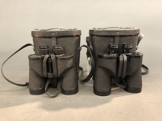 2 WW2 U.S. Navy Mark 39 Mod. 1 7x50 binoculars in hard cases.