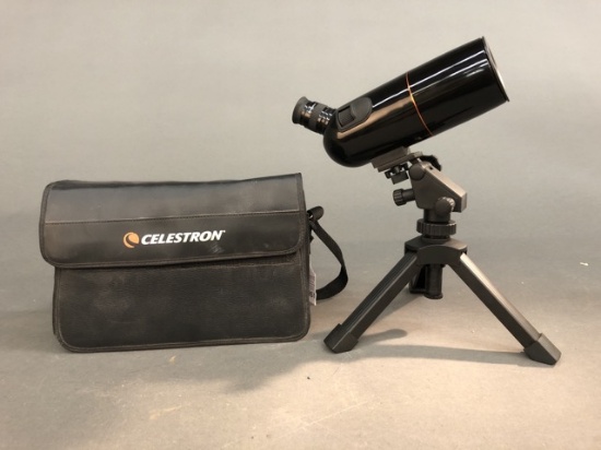The Celestron C65 Mini-Mak 30 to 90x65 Spotting Scope in case