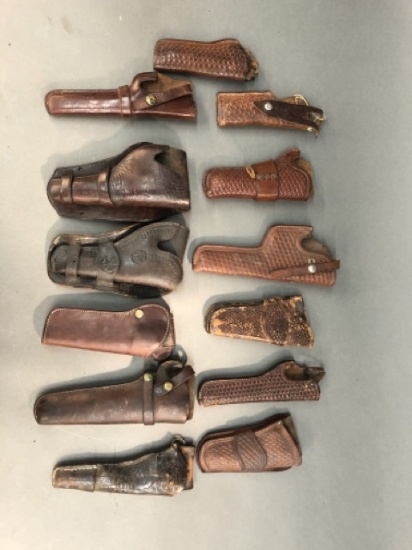 13 open top revolver leather holsters