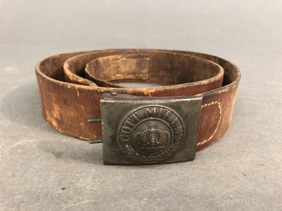 WW1 German leather belt and buckle.