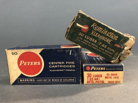 Three boxes of 30 Luger