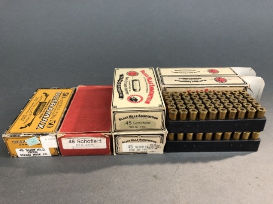 187 rounds of 45 Schofield and 100 brass casings