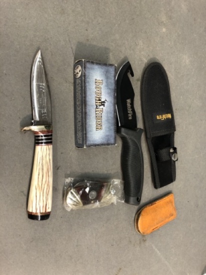 Group of knives and sharpening stone