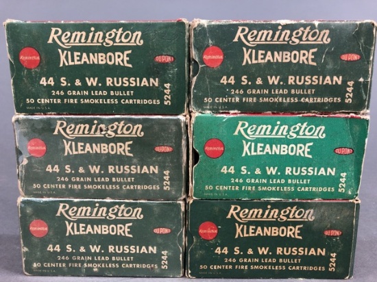 Six boxes of Remington Kleanbore 44 S&W Russian - 246gr lead bullet