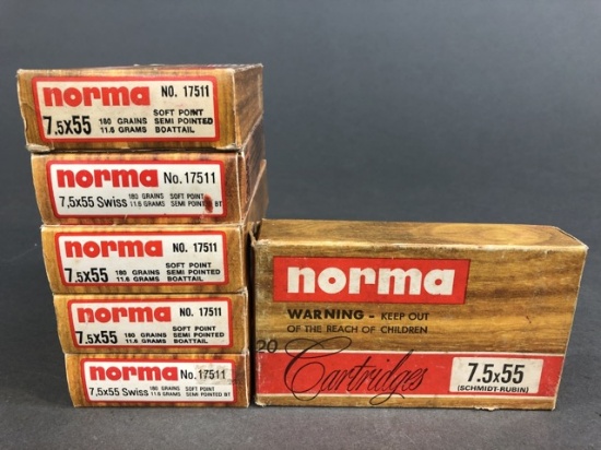 99 rounds of Norma 7.5x55 Swiss - 180 grains soft point boattail