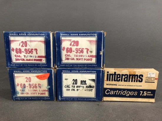 95 rounds of Interarms 7.5x55 Swiss - 180gr soft point