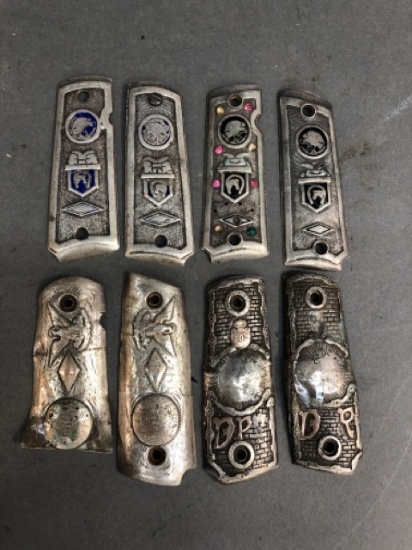 Group of silver tone 1911 pistol grips