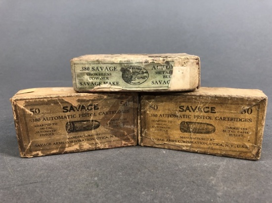 Four vintage boxes of Savage 380 ACP