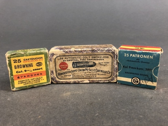 Three boxes of vintage 380 ACP