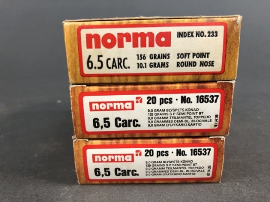 60 rounds of Norma 6.5 Carcano - 139/156grns soft point