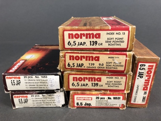 100 rounds of Norma 6.5 Japanese and brass