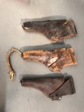 3 WW1 U.S. M1917 revolver leather holsters.