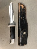 Buck knife with leather sheath