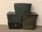 Five 50 caliber style ammo cans
