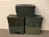 Five 50 caliber style ammo cans