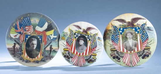 3 WW1 Patriotic celluloid buttons