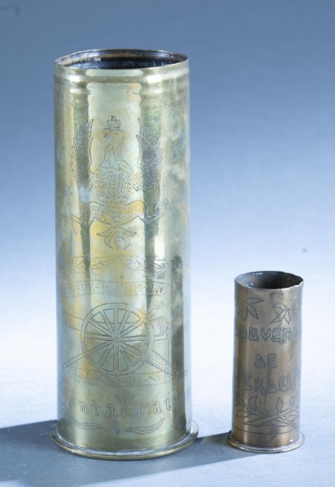 2 WW1 Trench Art shells