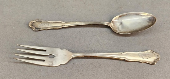 WWII German Adolf Hitler silver spoon & fork