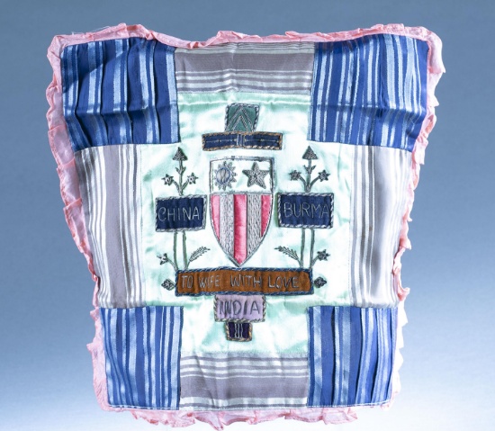 WWII U.S. CBI theater silk sweetheart pillow case