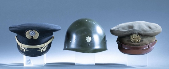3 U.S. visor caps and helmets