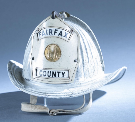 Fairfax VA vintage metal firefighter helmet