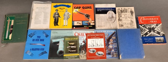 Books on militaria, firearms, and cap guns