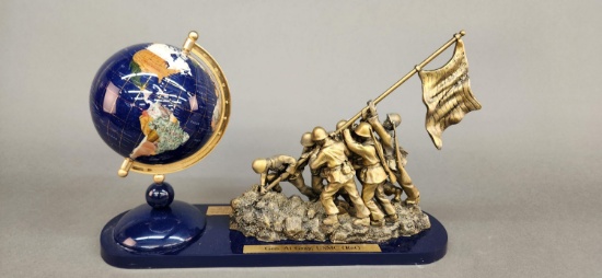 Gen. Gray semi-precious stone globe.