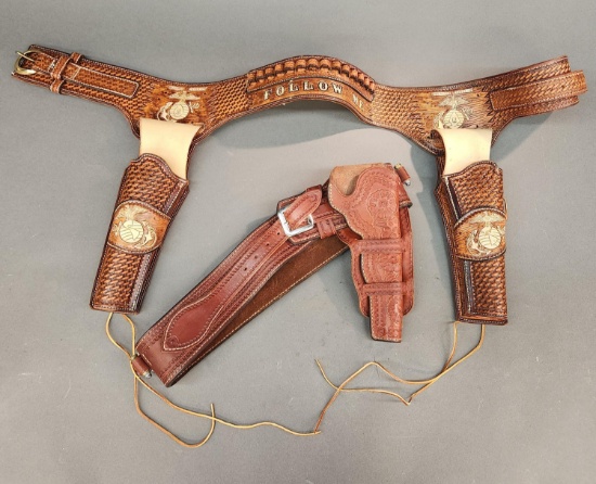 2 Tooled leather revolver holsters
