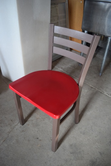 Lot of 6 Red Seat Metal Dining Chairs