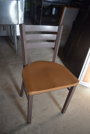 Lot of 6 Tan Seat Metal Dining Chairs