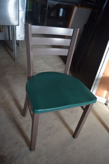 Lot of 6 Green Seat Metal Dining Chairs