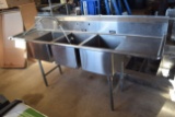 Stainless Steel 3-Bay Sink with Faucet Sprayer