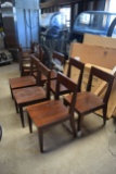 LOT OF 6 wooden squareback dining chairs